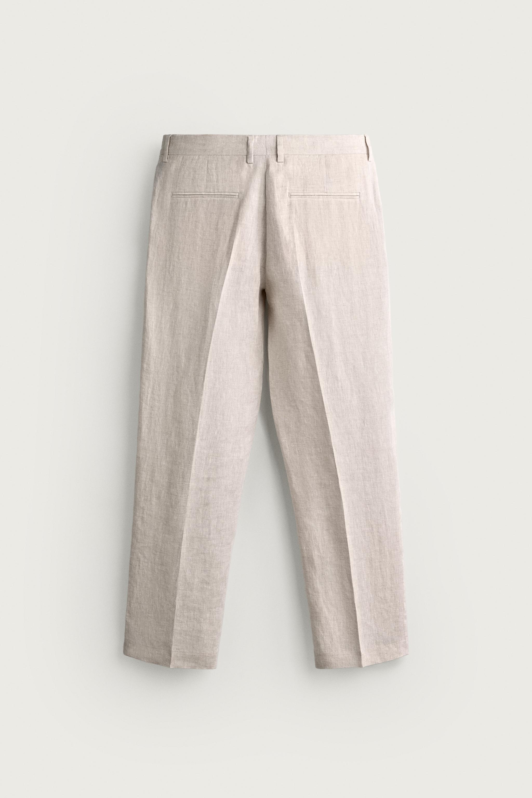 PANTALON À PLIS COSTUME 100% LIN